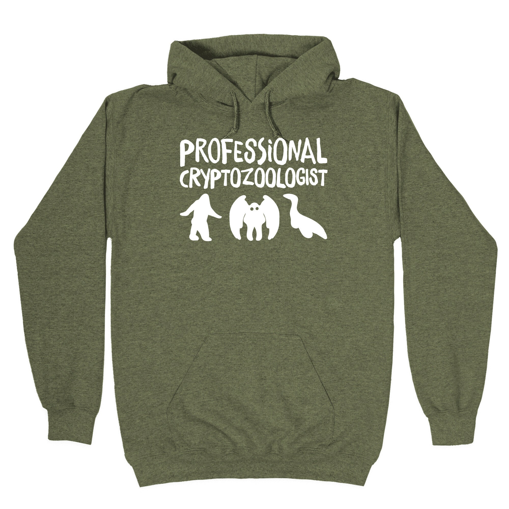 Professional Cryptozoologist White Print Hoodie